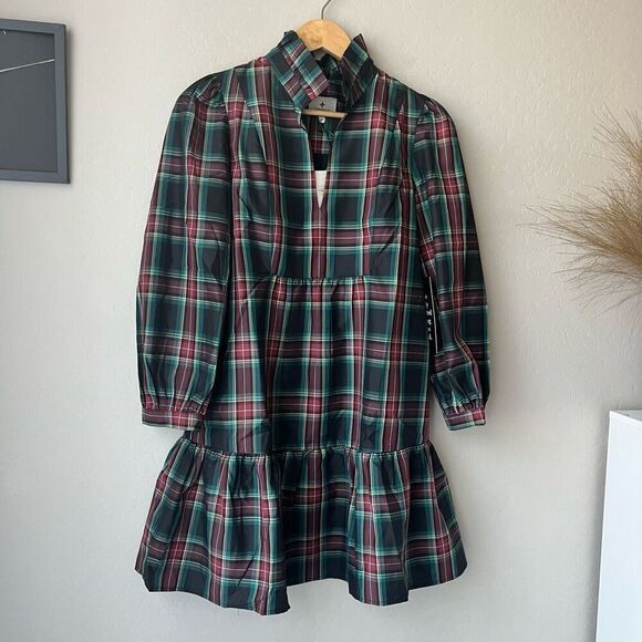 NEW‎ Tuckernuck Highland Tartan Plaid Palmerston Flounce Mini Dress Size Small - Picture 2 of 9
